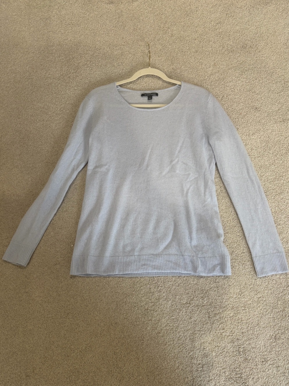 41 Hawthorn 100% Cashmere Crewneck Sweater, Women’s Large Lt. Blue Long Sleeve